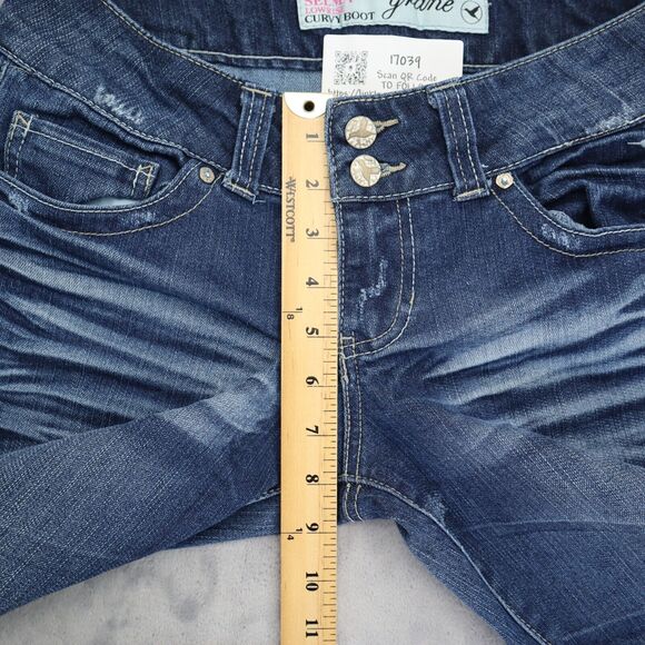 Grane Pants Womens 5 Blue Selma Low Rise Curvy Boot Zip Dark Wash Denim Jeans - Picture 4 of 16